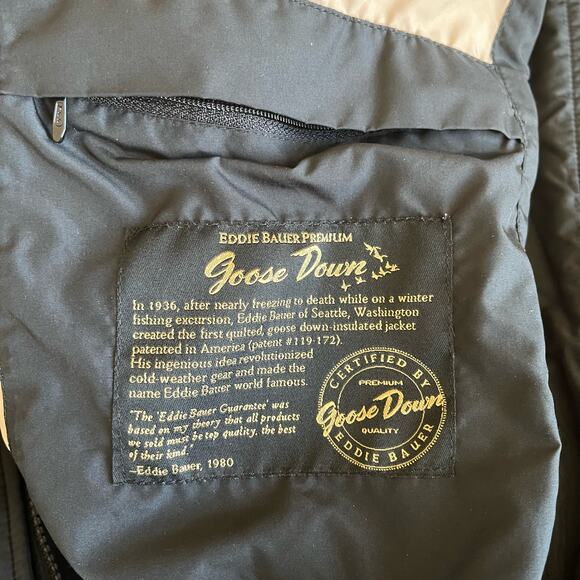 Eddie Bauer Premium Goose Down Coat Women's Size Large Black (No Hood) Puffer - Picture 11 of 11